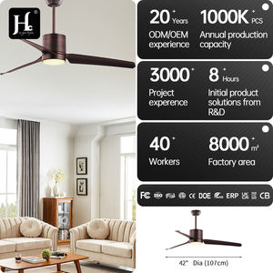 Ventilador de techo de madera maciza de alta calidad, 3 piezas, color níquel arena, ventilador de techo silencioso con control remoto y luces LED - Product Image 4