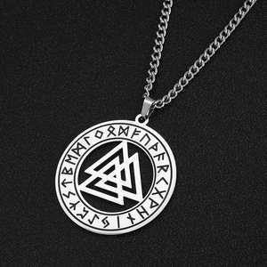 Myshape Rune futhark ngũ giác Vòng cổ triquetra Trinity Knot Ba xoắn ốc Mặt dây chuyền thép không gỉ tôn giáo Quà Tặng - Product Image 4