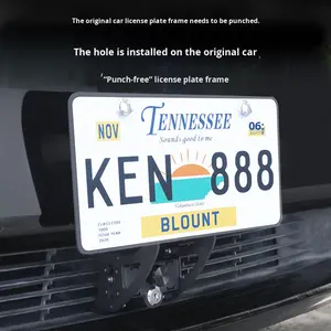 Marco de <span class=keywords><strong>Matrícula</strong></span> de Aleación de Aluminio Rego OLIVER para Tesla Model Y/3, Diseño Vertical, Bloqueable, Estándar Estadounidense, Antirrobo, 100 mm de Grosor - Product Image 2