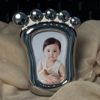 Cadre photo personnalisé en métal plaqué argent avec motif de pied de bébé, meilleur souvenir pour bébé, cadeau de baby shower