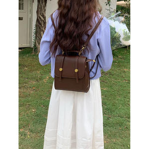 American Retro <b>Backpack</b> <b>Brown</b> Detachable Strap Magnetic Buckle Water Resistant Everyday Commuter Student Bag Spring 2023 - Product Image 1