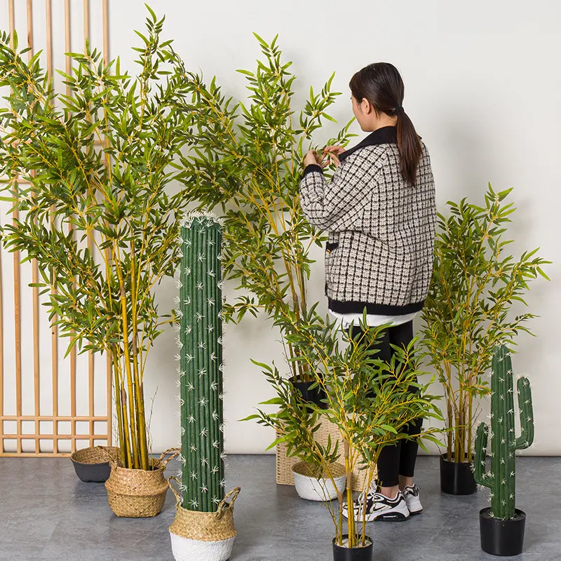 Árbol de bambú Artificial para sala de estar, planta verde de imitación, bonsái