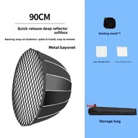 Boîte à lumière parabolique profonde de 90 cm avec grille nid d'abeille, monture Bowens, diffuseur d'éclairage de studio pour la photographie et le streaming en direct