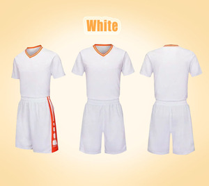 Conjunto corto Retro de gran tamaño de alta calidad en blanco <span class=keywords><strong>muy</strong></span> barato niños manga uniforme tela para usar fútbol Jersey fútbol personalizado - Product Image 2