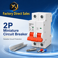 2P 63A Sakelar Isolasi Rumah Tangga Plastik Mini Pemutus Sirkuit Interlock AC MCB 240/415V 6kA CE untuk Pemasangan Rel Din BCD