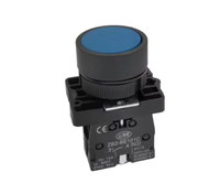 ManHua XB5-AA61 Biru 22mm Plastik Tombol Tekan Panel Datar 10A 220V Sementara (Momentary) dengan Pengembalian Pegas
