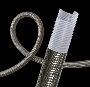 สายท่อ PTFE แบบถัก AN3 R14 SAE100ลวดสเตนเลสสตีลแรงดันสูง316L ลูกฟูกยืดหยุ่นสำหรับระบบไฮดรอลิก - Product Image 5