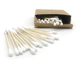 Biodegradable bamboo cotton ear swab makeup remove eye lash lipstick cotton swab in paper box - Product Image 1