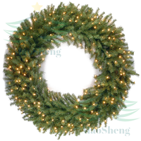 Couronne de Noël extérieure écologique tendance 2026, verdure artificielle, nouveau style, décoration de porte, décoration de maison pour les fêtes, vente en gros