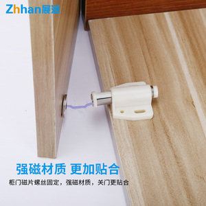 Cierre magnético para puerta de armario Zhan Han ZH-819, de plástico, con botón pulsador oculto y autobloqueante, para armario. - Product Image 1