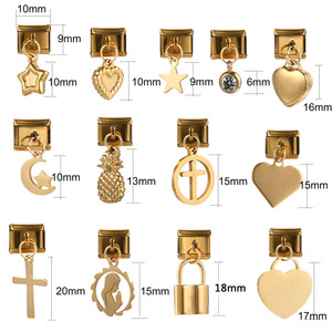 2023 grosir gaya campuran lapis emas fashion grosir baja tahan karat liontin Italia jimat hati Swakarya jimat gelang - Product Image 2