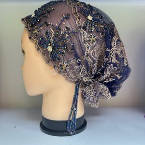 Nouveauté 2026 : Hijabs en coton à motifs floraux, Turban de luxe pour femme de Dubaï, Chapeau brodé en dentelle, Foulard à pampilles et perles fait main, Respirant toutes saisons - Product Image 3