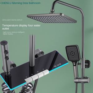 Pistola de rocío de la mañana, pantalla Digital inteligente gris, válvula mezcladora de ducha, hogar, apartamento presurizado, botón de Piano, Baño - Product Image 6