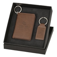 Set gantungan kunci dompet kulit Pu, Set Hadiah dompet kulit Pu Logo kustom modis warna-warni