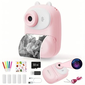 Appareil photo instantané portable Printcamera, appareil photo CCD, écran 2,4 pouces FHD 1080P, grand angle 180°, faible luminosité, rechargeable par USB, lecteur de carte TF 32 Go pour appareil photo instantané <span class=keywords><strong>Polaroid</strong></span> - Product Image 1