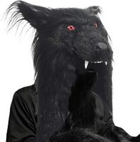 Masque de loup à fourrure réaliste Latex et peluche effrayant couvre-chef de loup-garou pour robe de carnaval Costume d'Halloween