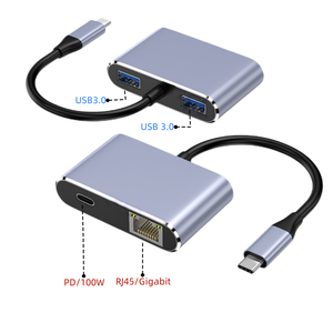 4 en 1 <span class=keywords><strong>USB</strong></span> Type <span class=keywords><strong>C</strong></span> vers Rj45 Gigabit Ethernet <span class=keywords><strong>Lan</strong></span> 1000Mbps Carte réseau filaire PD 100W Type-<span class=keywords><strong>C</strong></span> <span class=keywords><strong>USB</strong></span> 3.0 HUB Docking Station Converter - Product Image 4