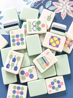 Nouveau design, 4 couches, 160 pièces, tuiles de mahjong américaines en acrylique vert, kit de divertissement familial inspiré du pickleball, fabrication sur mesure