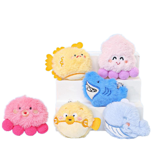 CHENXI 6 styles de porte-clés personnalisés en peluche d'animaux marins, pendentifs de sac à dos Kawaii en forme de poulpe - Product Image 1