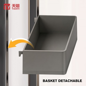 Modern Matte Grey Aluminum Pull Out Cabinet Organizer 2-Tier Side Mounted Spice Rack Solid Base Sliding <b>Kitchen</b> <b>Storage</b> Basket - Product Image 4