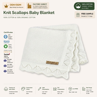 Couverture d'emmaillotage pour bébés en coton uni, motif festonné tricoté, pour berceau, vente en gros
