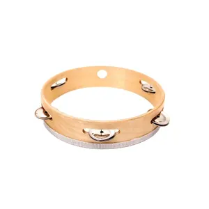 6 Inches Tambourine Hand Held Tambourine Drum Bell Birch Metal Jingles Kids School Musical Toy Ktv Party Percussion Toy