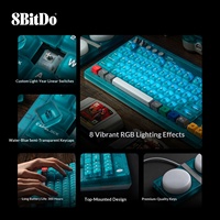 Clavier mécanique 8Bitdo Retro87 en ABS, bleu transparent, tri-mode sans fil, compatible avec PC et ordinateurs portables