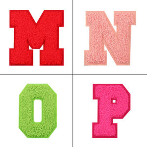 7cm A-Z huruf Alphbet handuk Chenille Patch otomatis perekat kaus topi desain huruf Logo kustom besi pada tambalan Chenille - Product Image 5