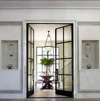 Porte double française Andexin finition noire avec verre transparent