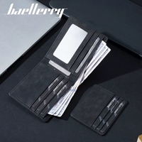 Dompet Pria Kulit PU Baellerry Baru Model Tipis Lipat Dua Dengan Resleting dan Tempat Kartu, Dompet Pendek Pria
