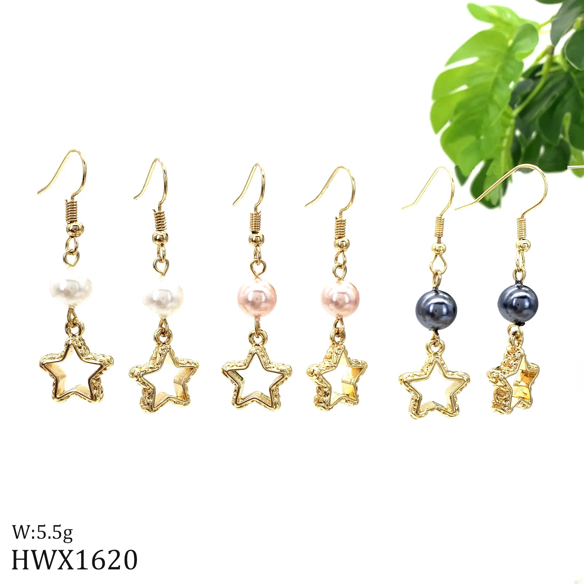 Hawaiian Jewelry Wholesale Star Stud Earring Summer Fashion Jewelry Gold Pearl Drops Earrings