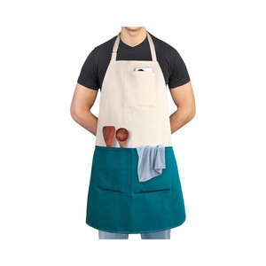 Grembiule da Chef Beckon Personalizzato, Durevole e Riutilizzabile in Cotone, Unisex Bicolore, Professionale da Cucina con 2 Tasche, per Cucinare, Grigliare, Cuocere al Forno, Regalo - Product Image 4