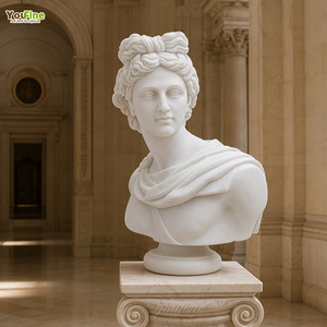 Buste d'Apollon sculpté à la main en marbre blanc naturel, style classique grec et romain, décoration intérieure pour villa, hall d'hôtel, galerie, salle. - Product Image 1
