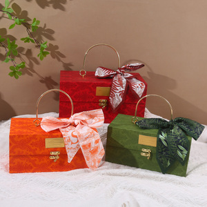 Boîte cadeau de luxe personnalisée en gros avec rubans, emballage en papier créatif, boîte cadeau portable - Product Image 1
