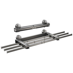 ราวตากผ้าแบบติดผนังพร้อมถ้วยดูดสุญญากาศ 3 ราว ปรับยืดหดได้ สำหรับใช้ในระเบียงและหน้าต่าง - Product Image 1