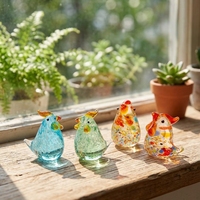 Petites décorations d'animaux en verre coloré faites à la main, poulet Gugu, décoration de bureau, accessoires pour console centrale de voiture, cadeau haut de gamme