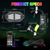 Luces LED RGBW para Roca con Control Remoto Inalámbrico y Aplicación Móvil, Paquete de 8, con Luces de Giro, Freno y Reversa