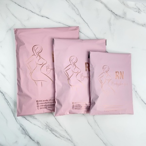 Custom Matte Pink Poly Mailers Rose Gold Print Logo <b>Waterproof</b> Self Seal Plastic Shipping Bags For Clothing Packing - Product Image 5