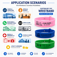 Bracelet NFC RFID personnalisé étanche en PVC pour l'accès aux parcs aquatiques, le contrôle d'accès, les casiers, les paiements – Solution connectée intelligente