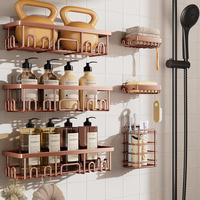 Étagère de douche murale adhésive en aluminium marbré antirouille pour rail de douche en acier inoxydable