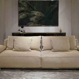 Canapé en cuir nubuck <span class=keywords><strong>gris</strong></span> clair moderne et élégant à dossier bas avec accoudoirs arrondis pour salons stylés - Product Image 4