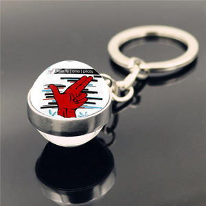 2025 Rock Band Double Sided Glass Ball Keychain Pendant Promotional Keychains