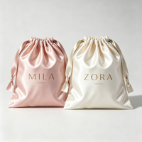 Sac en soie personnalisé avec logo OEM, sac en satin élégant, sac à poussière en soie réutilisable, pochette à cordon en satin pour cosmétiques, petits cadeaux