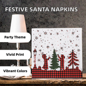 Serviettes en <span class=keywords><strong>papier</strong></span> colorées prêtes à être expédiées, <span class=keywords><strong>papier</strong></span> <span class=keywords><strong>de</strong></span> soie, arbre décoratif, Père Noël, Joyeux Noël, 2 plis, 4 plis, imprimées, serviettes en pâte <span class=keywords><strong>de</strong></span> bois vierge - Product Image 2