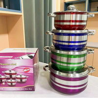 Ensemble de 4 casseroles en acier inoxydable pour induction, avec couvercles, casseroles et marmites durables pour la maison et les restaurants