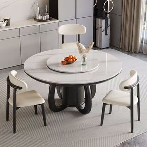 Solid Wood <b>Round</b> <b>Dining</b> <b>Table</b> And Chairs <b>Set</b> DY5469 Home Use With Slab Finish - Product Image 4