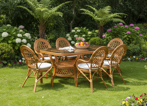 Juego de Comedor JAVA de Ratán Hecho a Mano, Diseño Moderno, Mesa de Comedor Larga, Muebles de Comedor, Interior de Villa, CV.Craftindo - Product Image 4