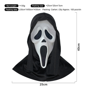 Máscara de Terror Estilo Ghost Face Clásica, Máscara de Látex para Disfraz de Halloween, Suministros para Fiestas de Cosplay - Product Image 2