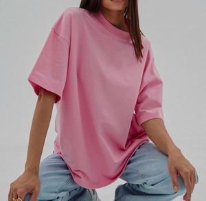 Camiseta extragrande de algodón de alta calidad para mujer, camiseta en blanco con hombros caídos de tamaño Regular - Product Image 2