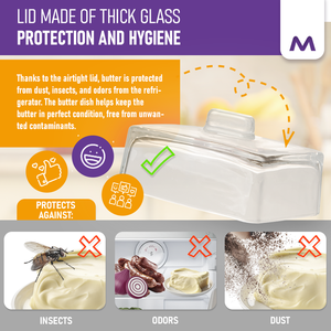 Plato de mantequilla de vidrio Plato de queso Contenedor de caja de mantequilla transparente con tapa y Asa-Apto para lavavajillas - Product Image 5